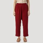 Women's Maroon Regular Fit Solid Palazzos, Maroon, small