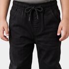 Boys' Black Drawstring Jogger Trousers, काला, small