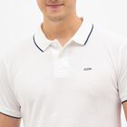 Men's Snow White Polo Collar Preppy T-Shirt, White, small image number null