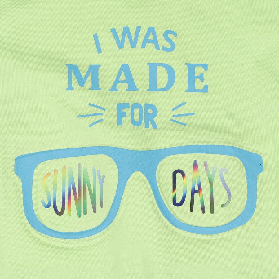 Boys' Light Green Cotton Round Neck Graphic Baba Suit, Light Blue, large