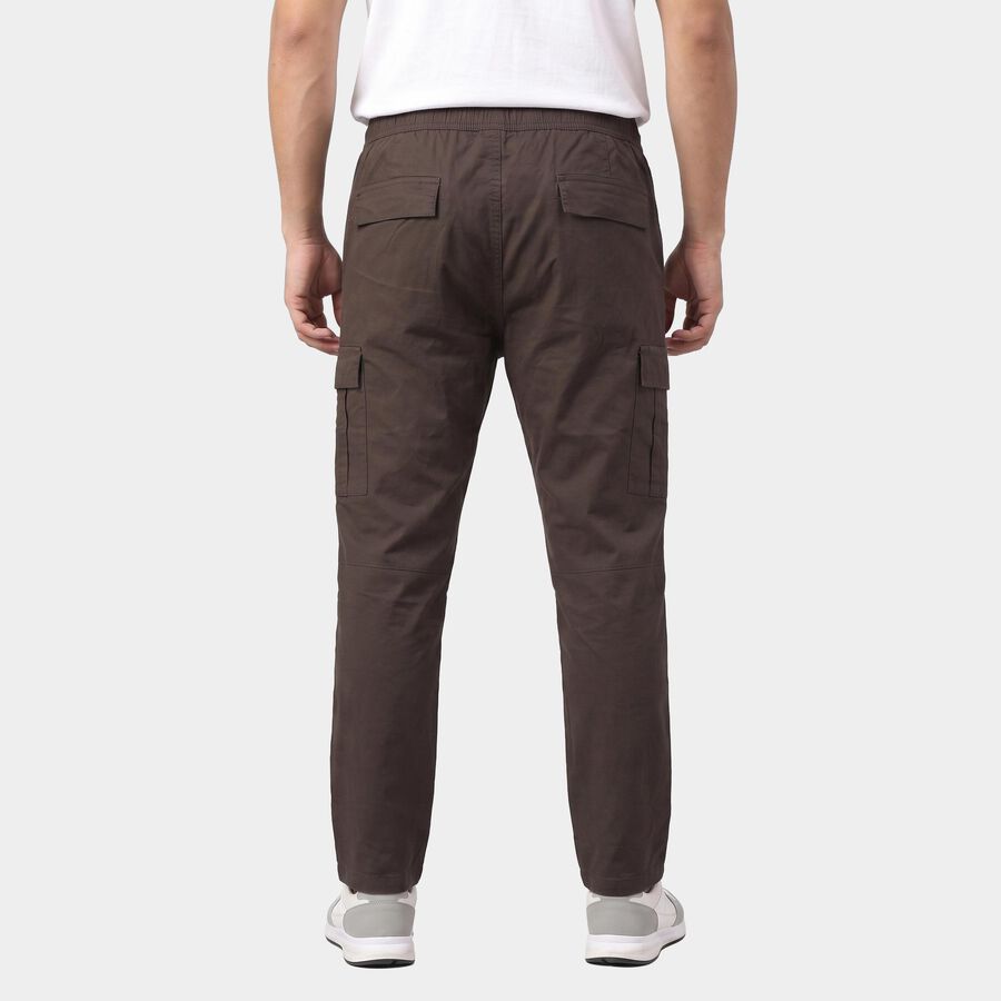Men's Dark Grey Slim Fit Cargo Trousers, गहरा ग्रे, large