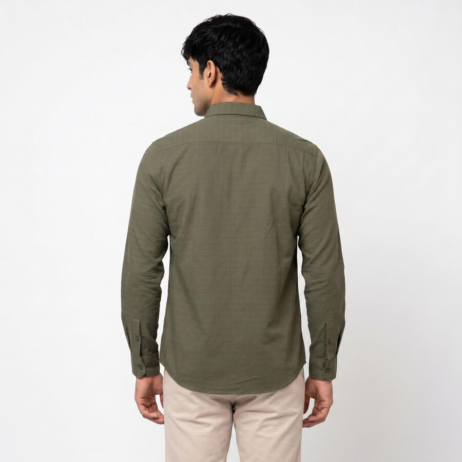 Men's Olive Green Casual Shirt, ओलिव, large