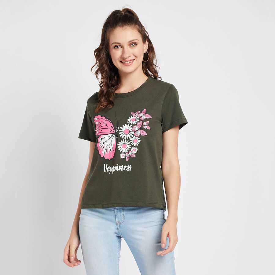 Round Neck T-Shirt, Olive, large image number null