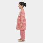 Girls Fuchsia Round Neck Fusion Set Upper and Bottom Set, Fuchsia, small