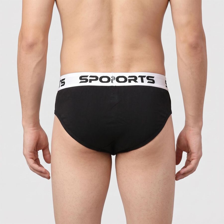 Men's Black Regular Fit Solid Briefs, काला, large