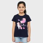 Girls' T-Shirt, नेवी ब्लू, small