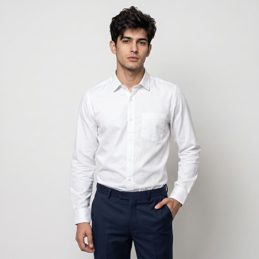 Men's White Formal Shirt, सफ़ेद, large