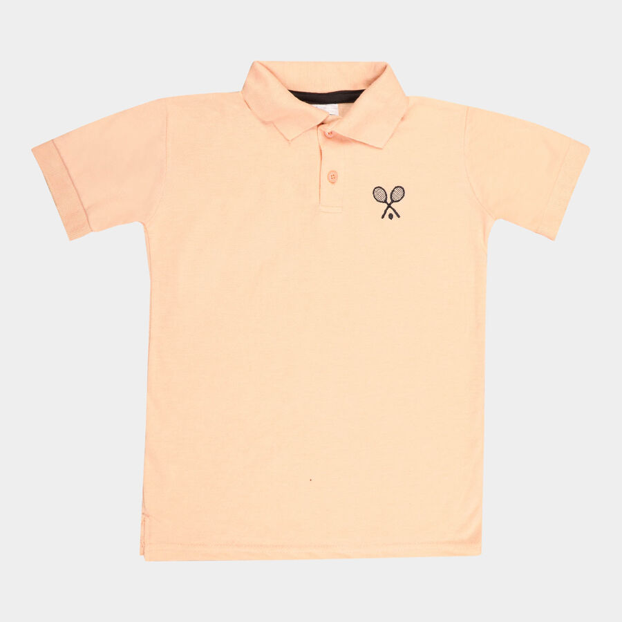 Boys Solid T-Shirt, Peach, large image number null