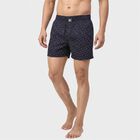 Men's Navy Blue Relaxed Fit Printed Boxers, Navy Blue, small