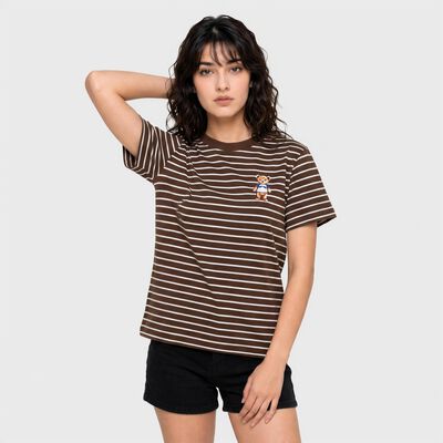 Women's Brown Round Neck Regular T-Shirt