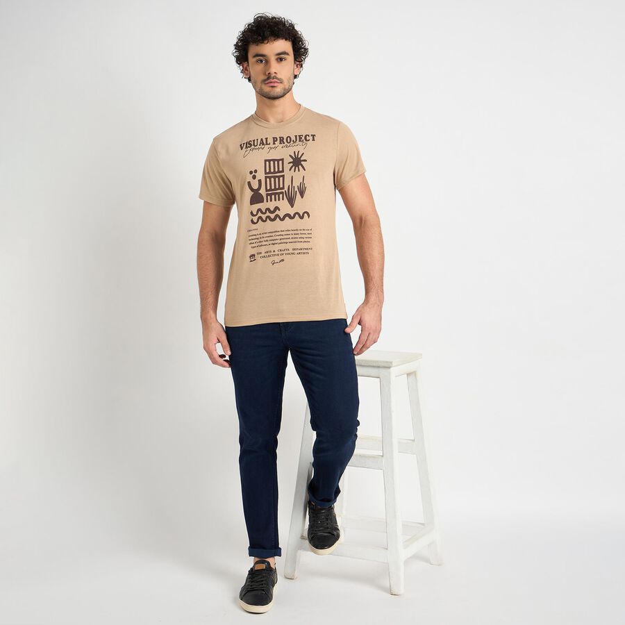 Men's Round Neck Half Sleeves T-Shirt , गहरा पीला, large image number null