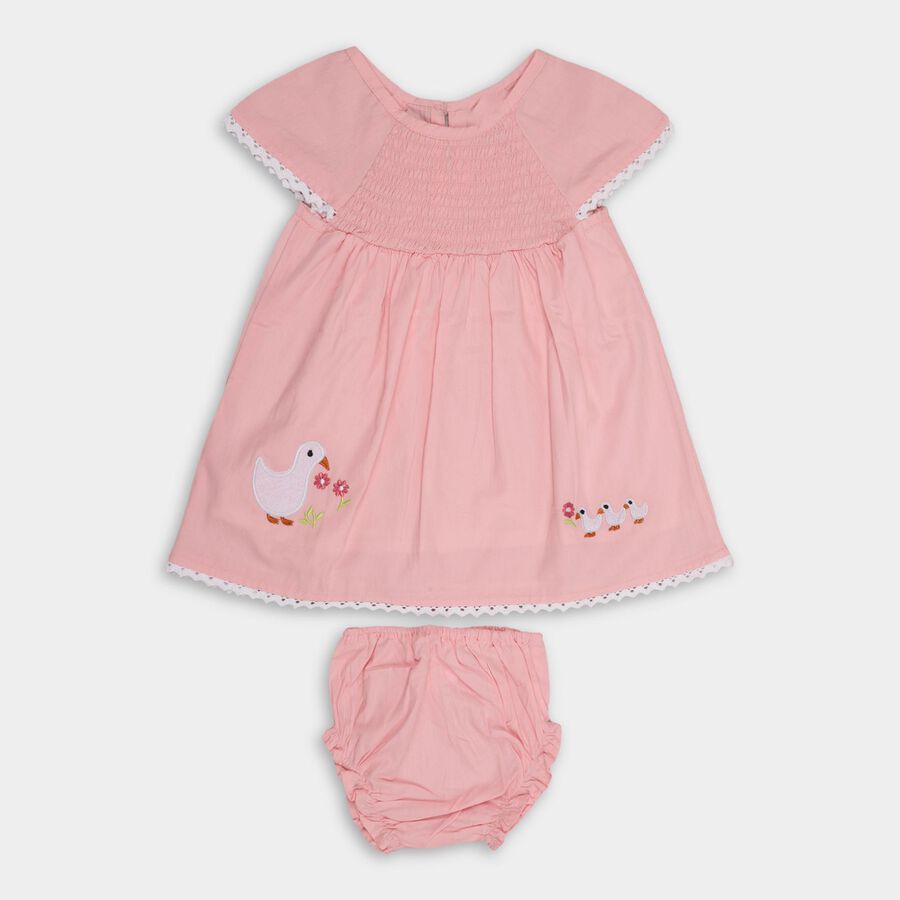 Infant Girls' 100% Cotton Frock , Pink, large image number null