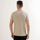 Men's Muted Beige Polo Neck Casual T-Shirt, Ecru Melange, small image number null