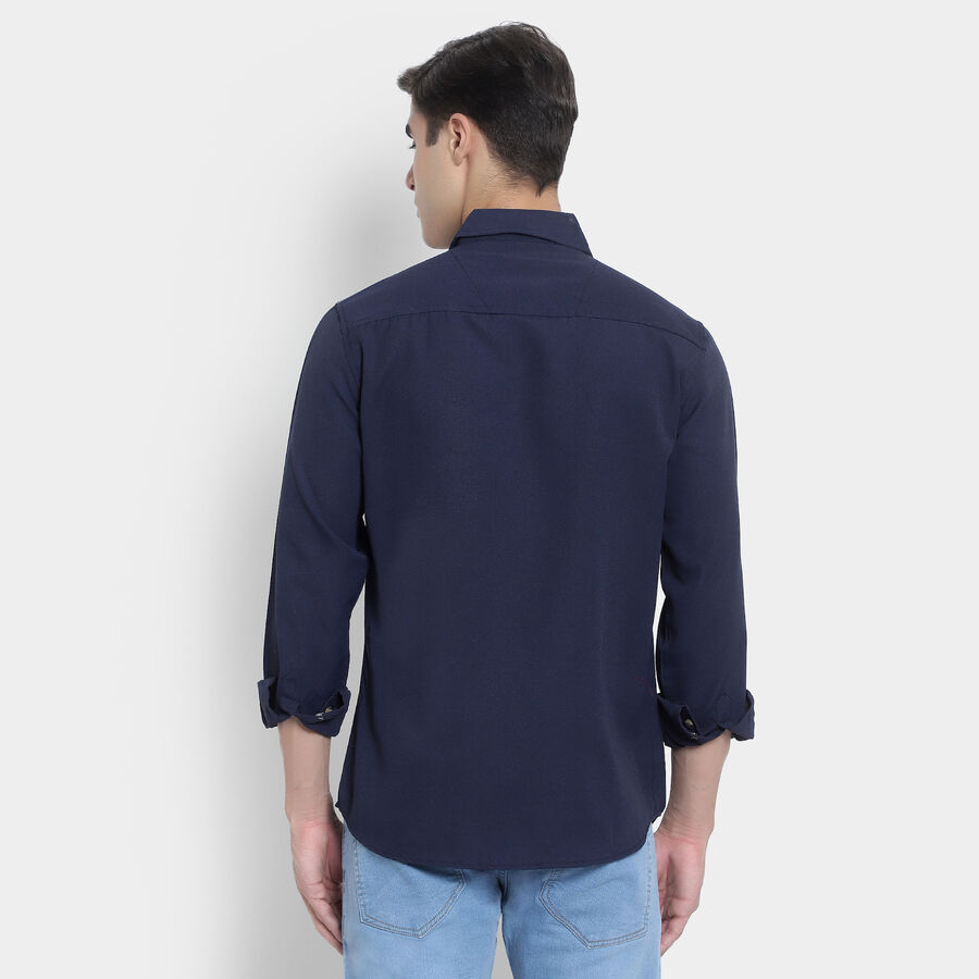 Solid Casual Shirt, Navy Blue, large image number null