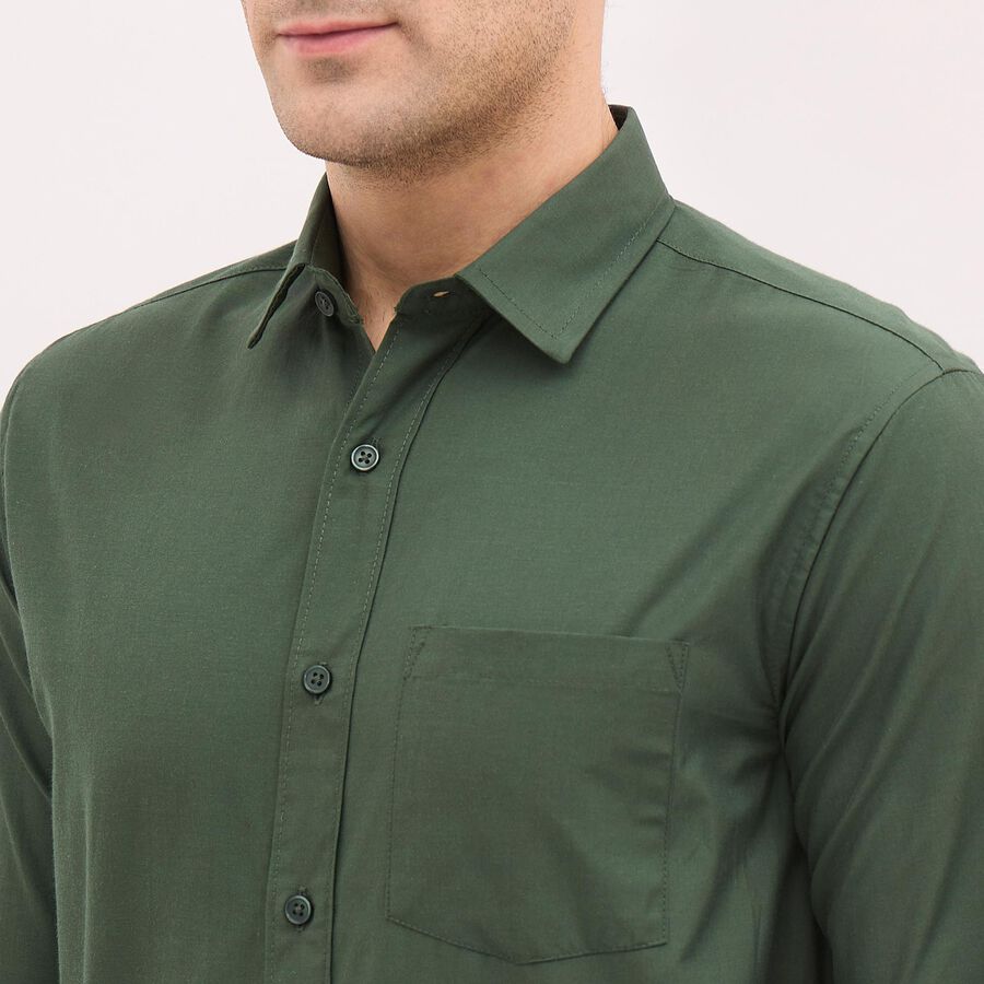 Men's Dark Green Regular Collar Formal Shirt, Dark Green, large image number null