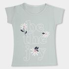 Girls' Mint Green Cotton Blend Round Neck Short Sleeve T-Shirt, Light Green, small image number null