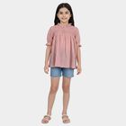 Girls Pink High Neck Romantic Top, गुलाबी, small