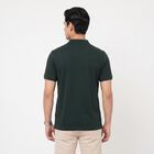 Men's Green Cotton Polo Neck Solid Polo T-Shirt, गहरा हरा, small