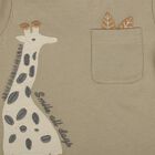 Infants' Beige 100% Cotton Round Neck Printed Baba Suit, Beige, small