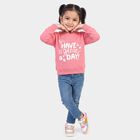 Girls Pink Crew Neck Graphic Print Sweatshirt, Pink, small