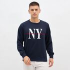 Men's Deep Midnight Navy Blue Crew Neck Casual Sweatshirt, नेवी ब्लू, small image number null