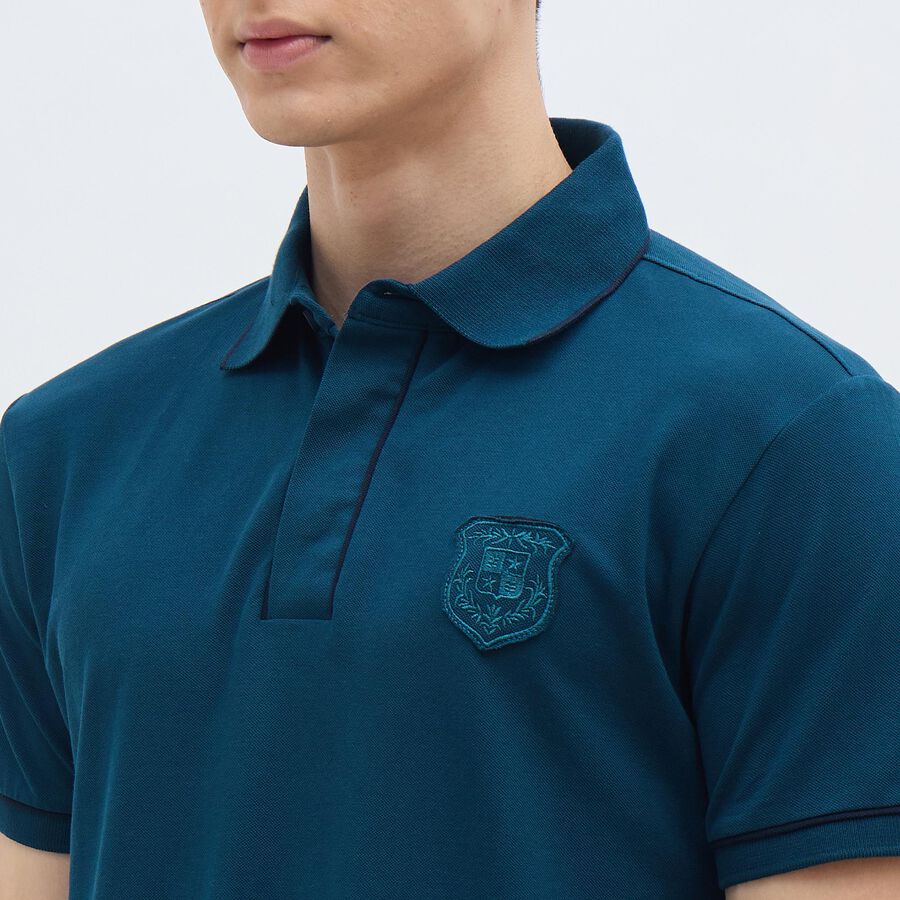 Men's Collared Half Sleeves T-Shirt, Dark Blue, large