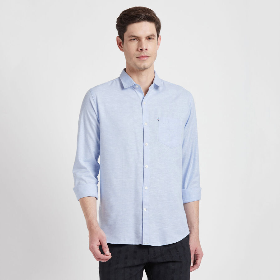 Solid Casual Shirt, Light Blue, large image number null