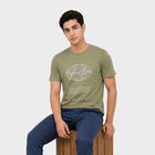 Men's Green Round Neck Regular T-Shirt, हल्का हरा, small