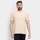Men's 100% Cotton Round Neck Half Sleeves T-Shirt , Beige, small image number null