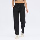 Women's Jet Black Regular Fit Side-Striped Track Pants, Black, small image number null