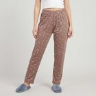 Women's Brown Straight Fit Heart Printed Pyjama, Brown, small