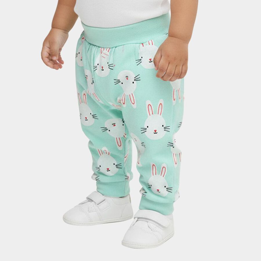 Infants Mint Green Bunny Print Cotton Pyjama, हल्का हरा, large image number null