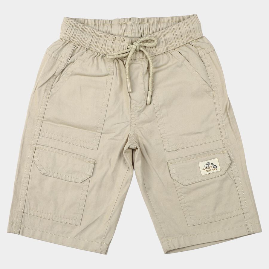 Boys' Cream Regular Fit Cargo Jamaican Shorts, Off White, large