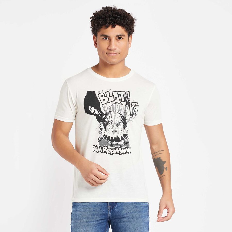 Round Neck T-Shirt, White, large image number null