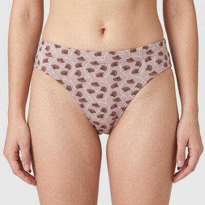 Women's Brown Mid-Rise Printed Panty