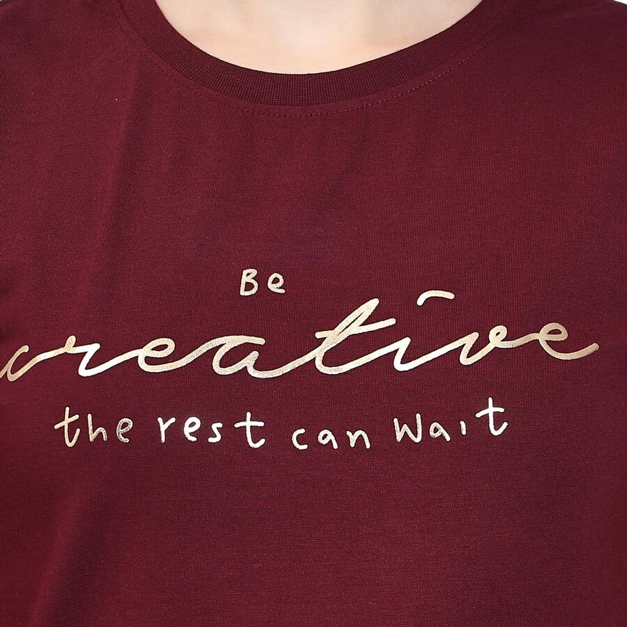 Ladies' Round Neck T-Shirt , Wine, large
