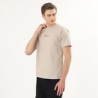 Men's Beige Round Neck Casual T-Shirt, Beige, small