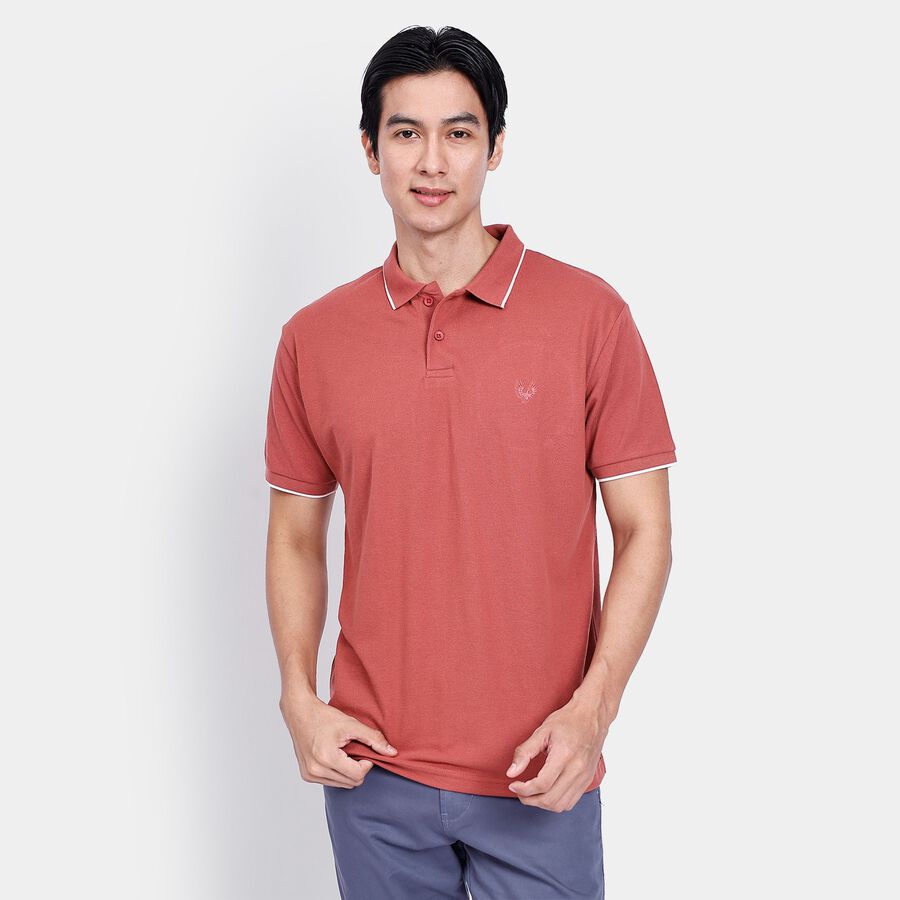Men's Collared Half Sleeves T-Shirt, Rust, large image number null