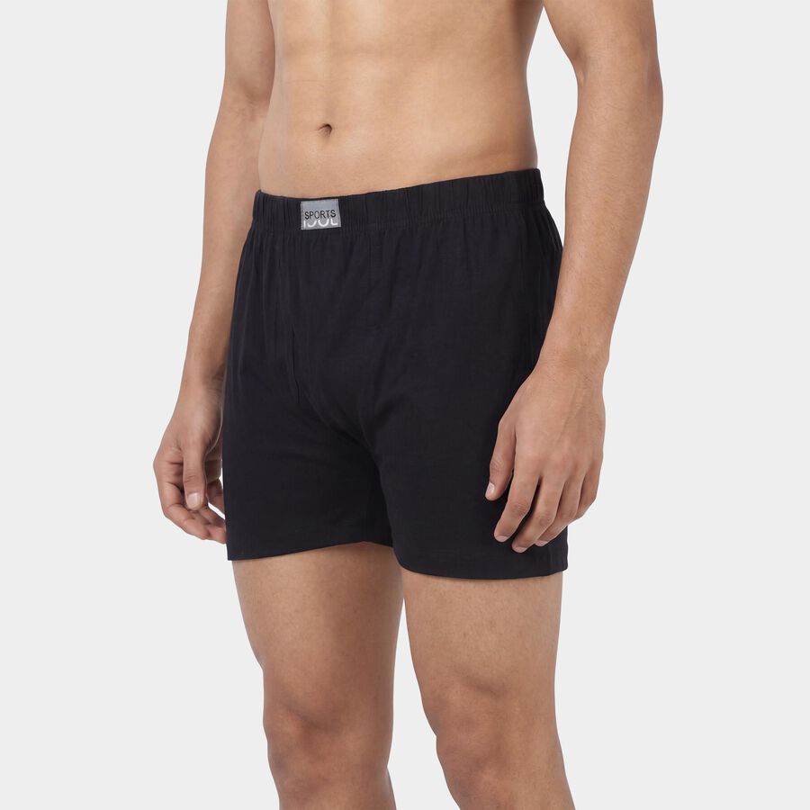 Men's Black Regular Fit Branded Waistband Trunks, Black, large