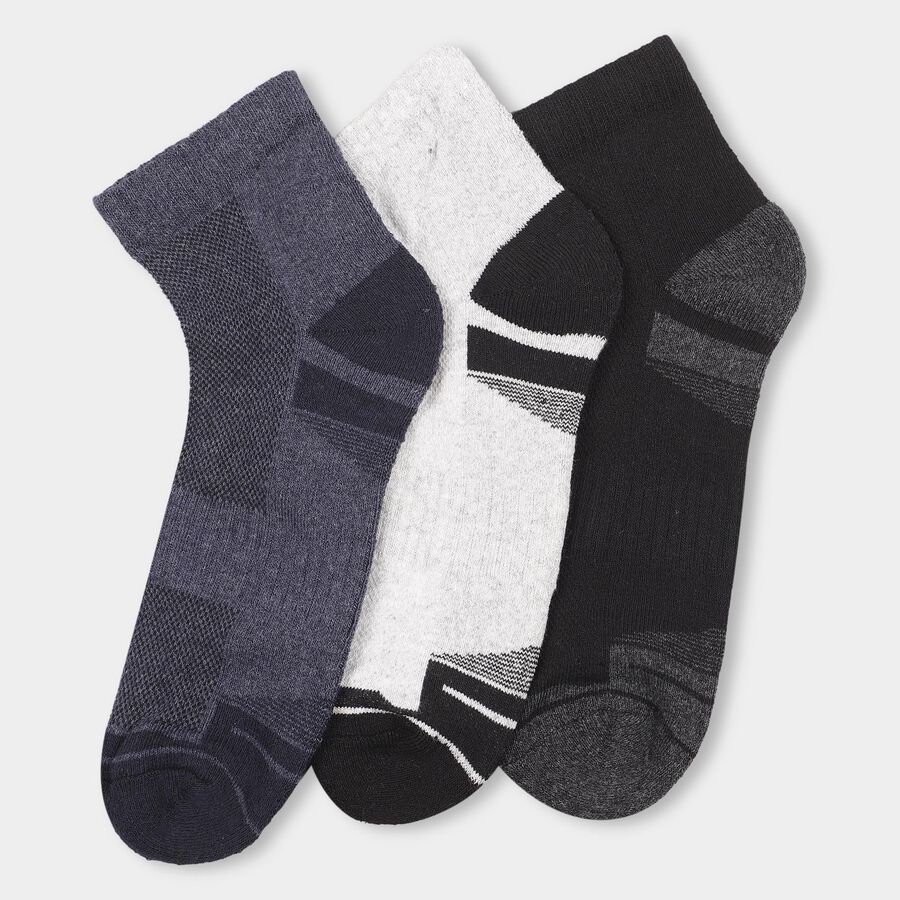 Men's Dark Navy Blue, Light Heather Gray, Jet Black Sports Socks, मिश्रित हल्का ग्रे, large image number null