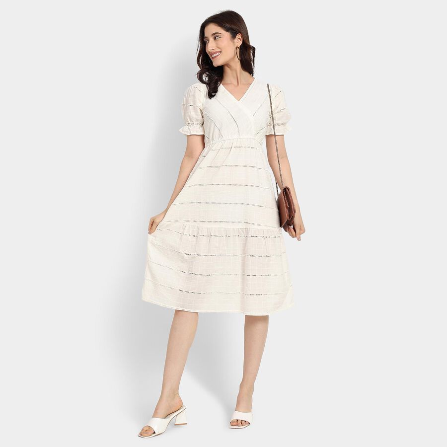 Ladies' 100% Cotton Dress, Off White, large image number null