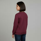 Girls Deep Burgundy Crew Neck Graphic Sweatshirt, Wine, small image number null