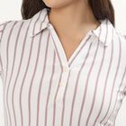 Women's Off-White Polo Collar Casual T-Shirt, ऑफ व्हाइट, small