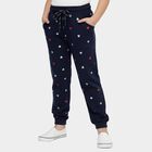 Girls' Navy Blue Heart Printed Elastic Waist Pyjama, नेवी ब्लू, small image number null