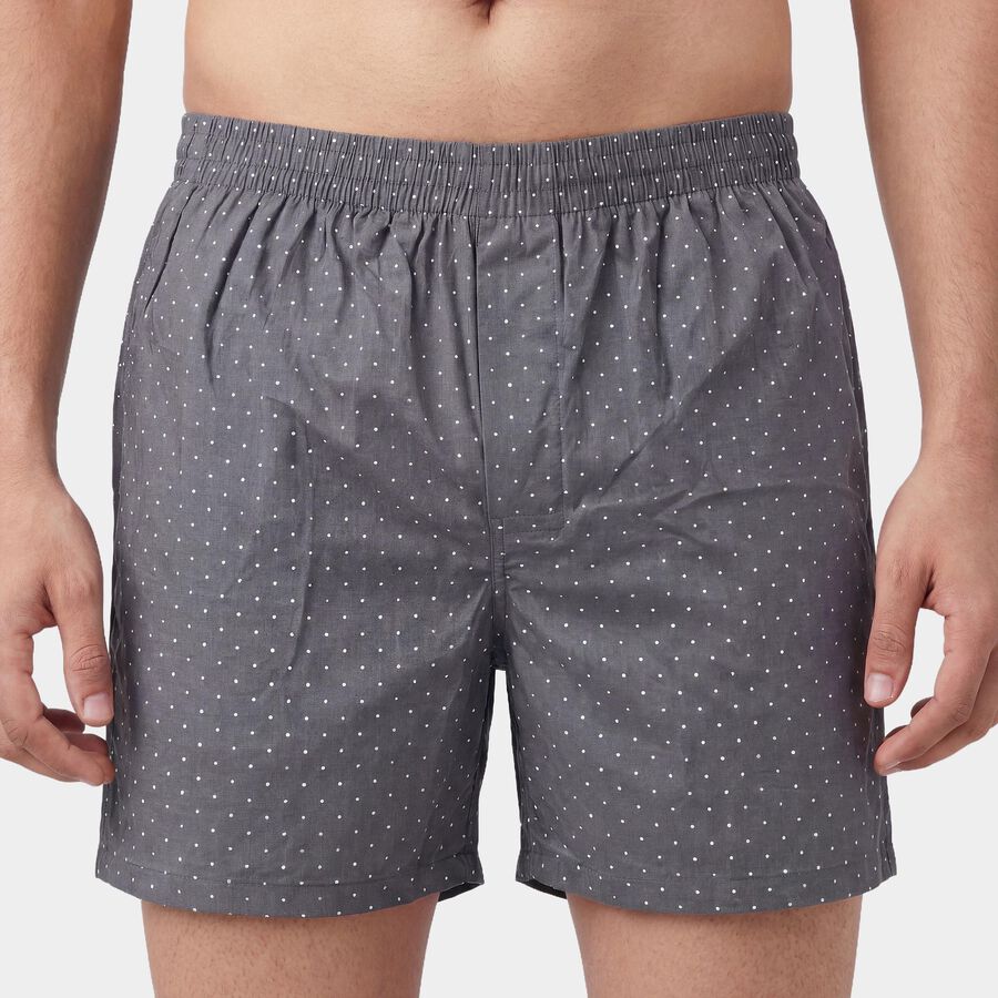 Men's Dark Grey Regular Fit Printed Boxers, गहरा ग्रे, large