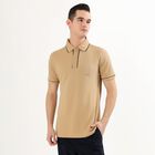 Men's Muted Beige Polo Neck Classic T-Shirt, Beige, small