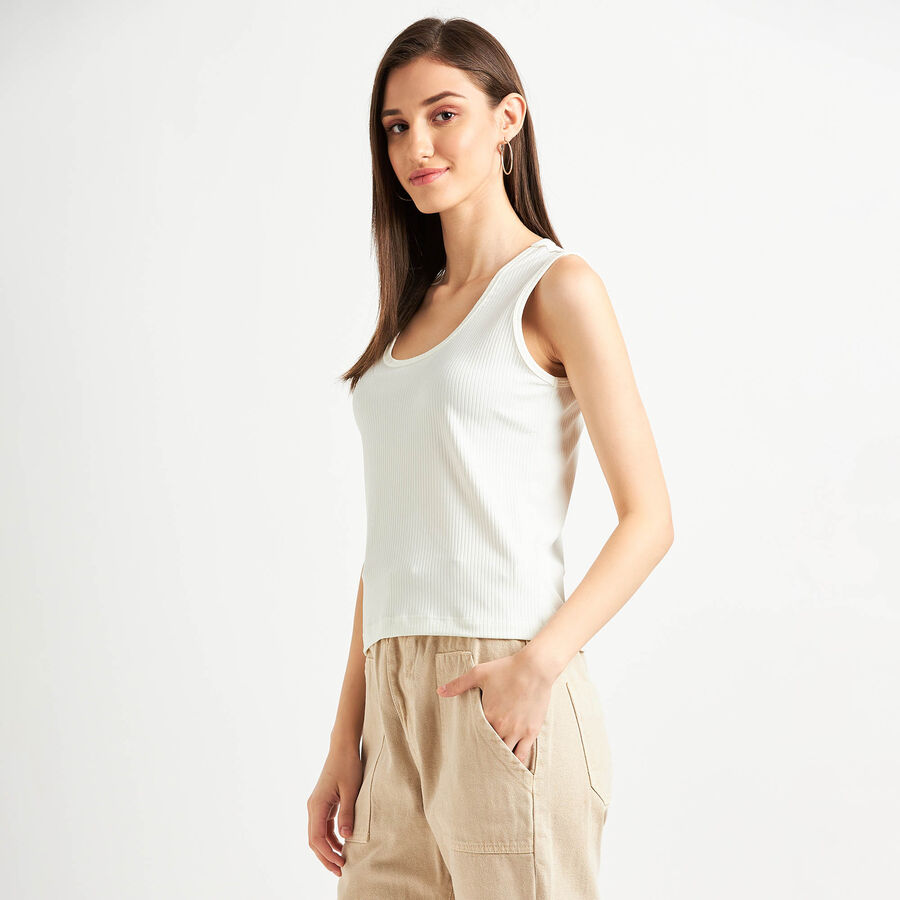Solid Round Neck T-Shirt, White, large image number null