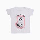 Girls Bright Snow White Cotton Round Neck Casual T-Shirt, सफ़ेद, small image number null