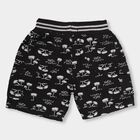 Boys' Jet Black Printed Elastic Waist Bermuda Shorts, काला, small image number null