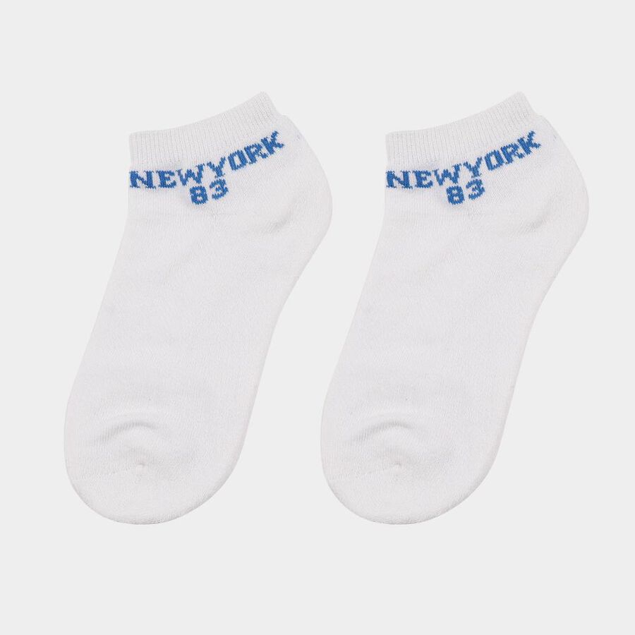Boys' Light Grey and White Regular Fit Ankle-Length Socks Pack of 2, मिश्रित हल्का ग्रे, large image number null